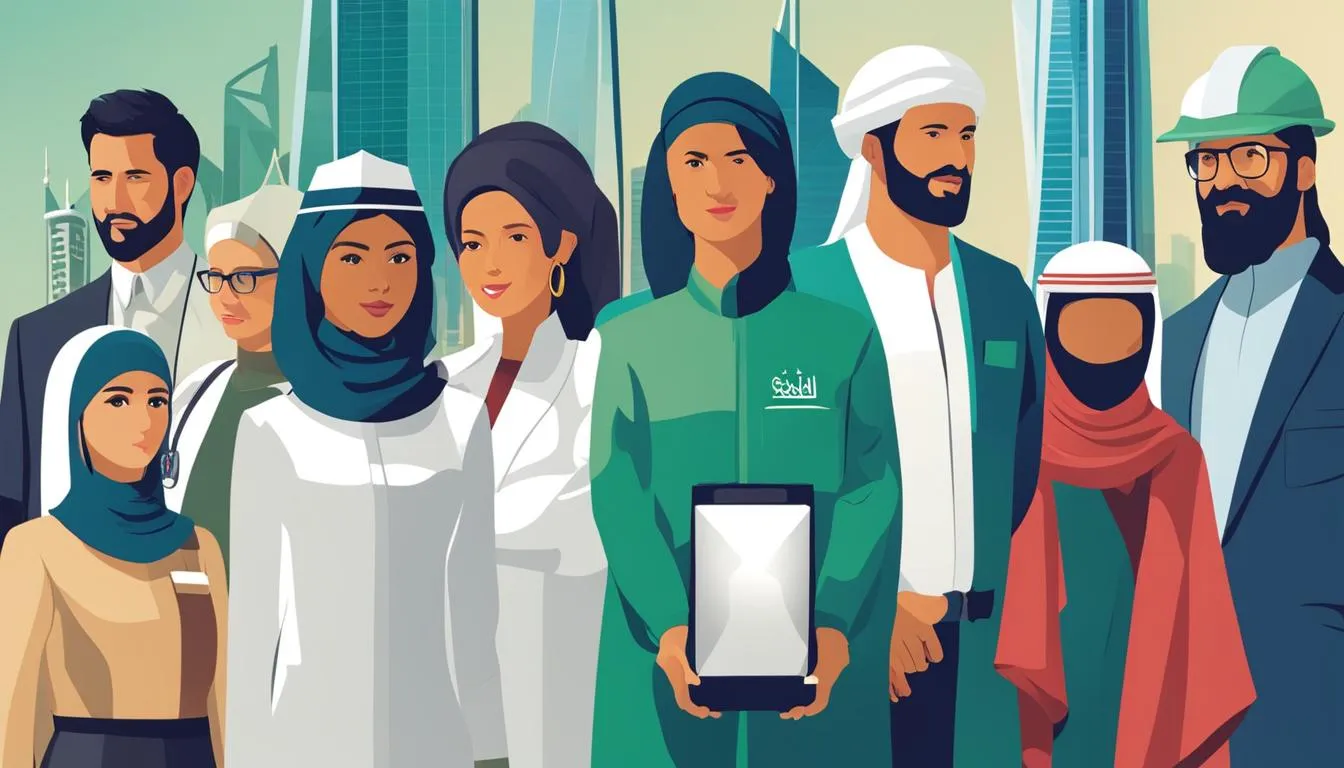 A diverse workforce in Saudi Arabia reflecting the high demand job trends facilitated by JOH Partners' recruitment services.