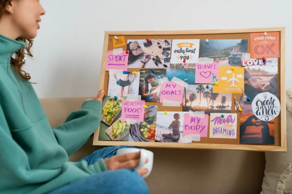 Person holding a vision board, representing the unique narratives shared during JOH Partners' recruitment process.